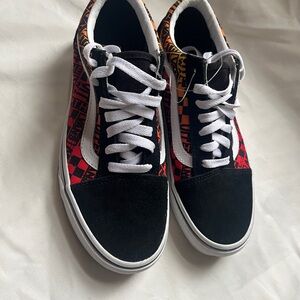 Vans Black and Orange Graphic Sneakers